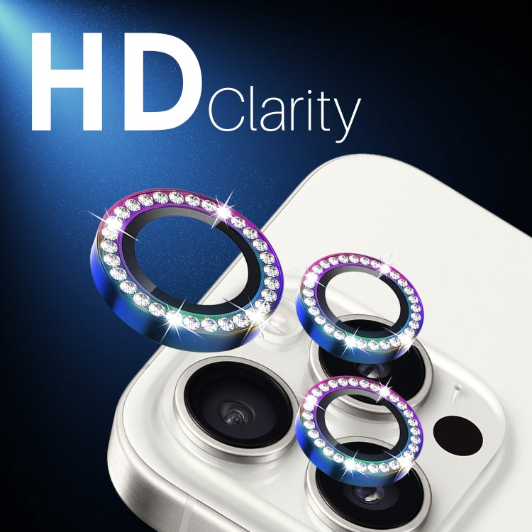 For iPhone 16 Pro / 16 Pro Max NORTHJO Rhinestone Camera Lens Protector Tempered Glass Metal Ring Film(Colorful) - free shipping - PMC Jewellery - Order now!