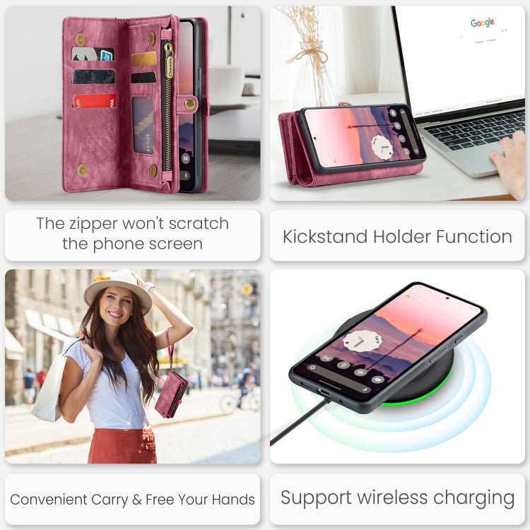 For Google Pixel 9 Pro XL CaseMe 008 Detachable Multifunctional Leather Phone Case(Wine Red) - Google Cases by CaseMe | Online Shopping South Africa | PMC Jewellery | Buy Now Pay Later Mobicred