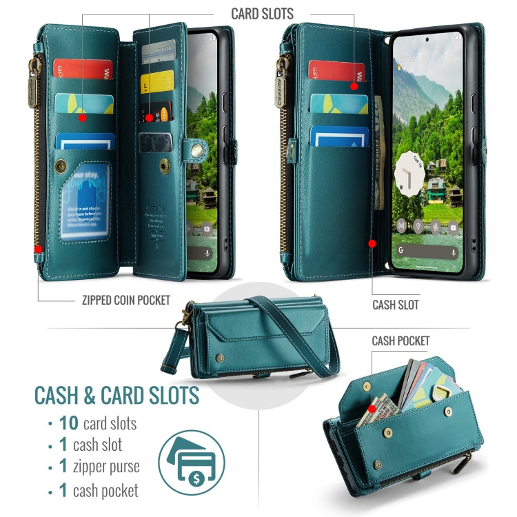 For Google Pixel 9 Pro XL / 10 Pro XL CaseMe C36 Card Slots Zipper Wallet RFID Anti-theft Leather Phone Case(Green) - free shipping - PMC Jewellery - Order now!