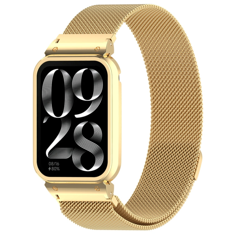 For Xiaomi Mi Band 8 Pro Metal Frame + Milan Magnetic Stainless Steel Integrated Watch Band(Gold) - free shipping - PMC TechLife - Order now!