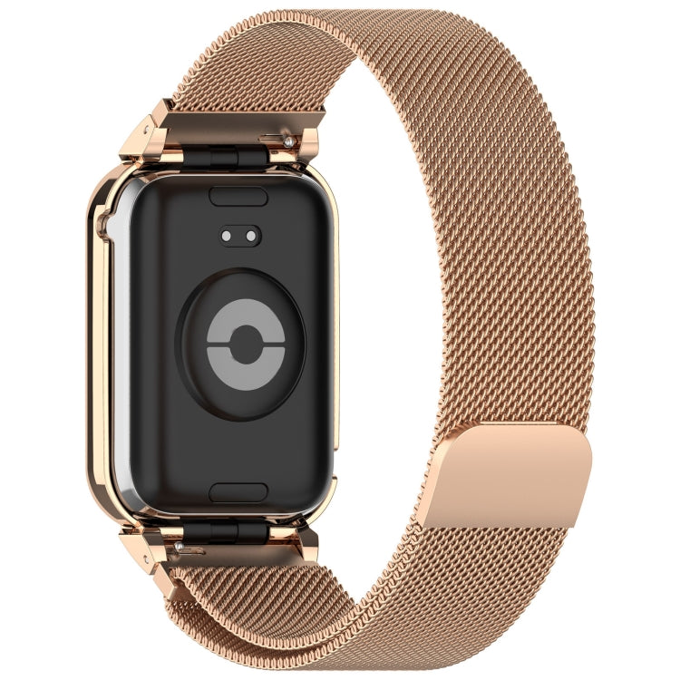 For Xiaomi Mi Band 8 Pro Metal Frame + Milan Magnetic Stainless Steel Integrated Watch Band(Rose Gold) - free shipping - PMC TechLife - Order now!