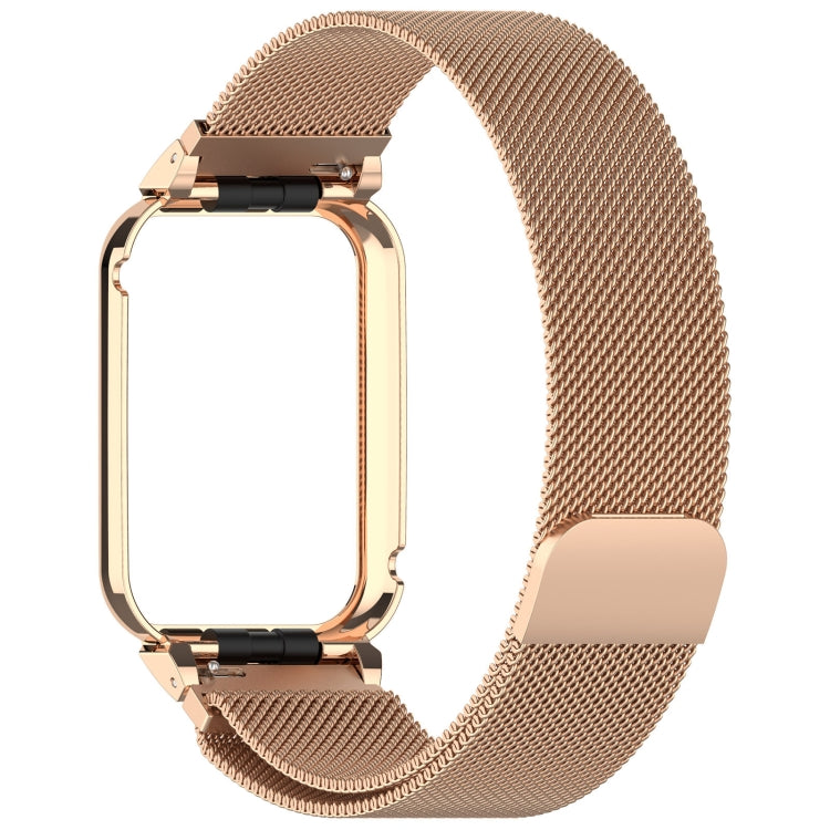 For Xiaomi Mi Band 8 Pro Metal Frame + Milan Magnetic Stainless Steel Integrated Watch Band(Rose Gold) - free shipping - PMC TechLife - Order now!