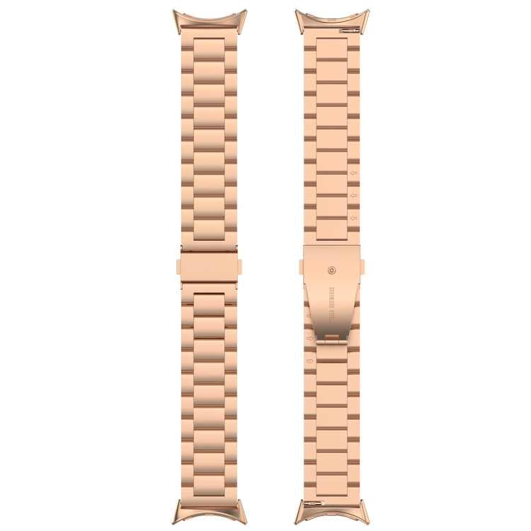 For Google Pixel Watch 3 41mm Three Beads Stainless Steel Metal Watch Band(Rose Gold) - free shipping - PMC TechLife - Order now!
