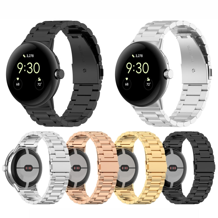 For Google Pixel Watch 3 41mm Three Beads Stainless Steel Metal Watch Band(Gold) - free shipping - PMC TechLife - Order now!