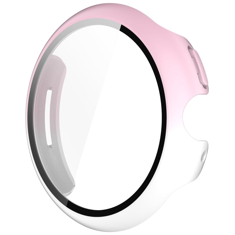For Google Pixel Watch 3 41mm PC + Tempered Film Integrated Watch Protective Case(Pink+White) - Watch Cases by PMC TechLife | Online Shopping South Africa | PMC TechLife | Buy Now Pay Later Mobicred