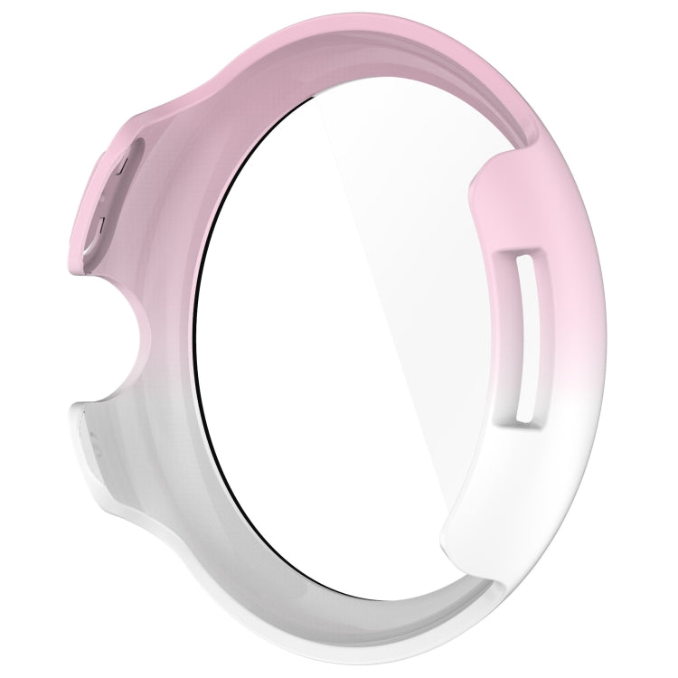 For Google Pixel Watch 3 45mm PC + Tempered Film Integrated Watch Protective Case(Pink+White) - Watch Cases by PMC TechLife | Online Shopping South Africa | PMC TechLife | Buy Now Pay Later Mobicred
