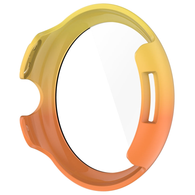 For Google Pixel Watch 3 45mm PC + Tempered Film Integrated Watch Protective Case(Yellow+Orange) - Watch Cases by PMC TechLife | Online Shopping South Africa | PMC TechLife | Buy Now Pay Later Mobicred