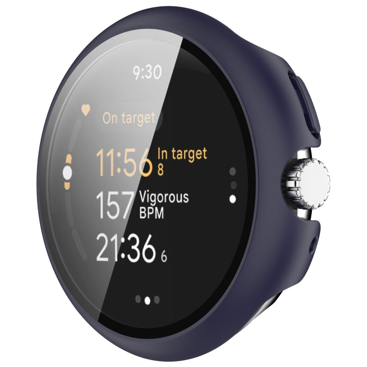 For Google Pixel Watch 3 45mm PC + Tempered Film Integrated Watch Protective Case(Midnight Blue) - Watch Cases by PMC TechLife | Online Shopping South Africa | PMC TechLife | Buy Now Pay Later Mobicred