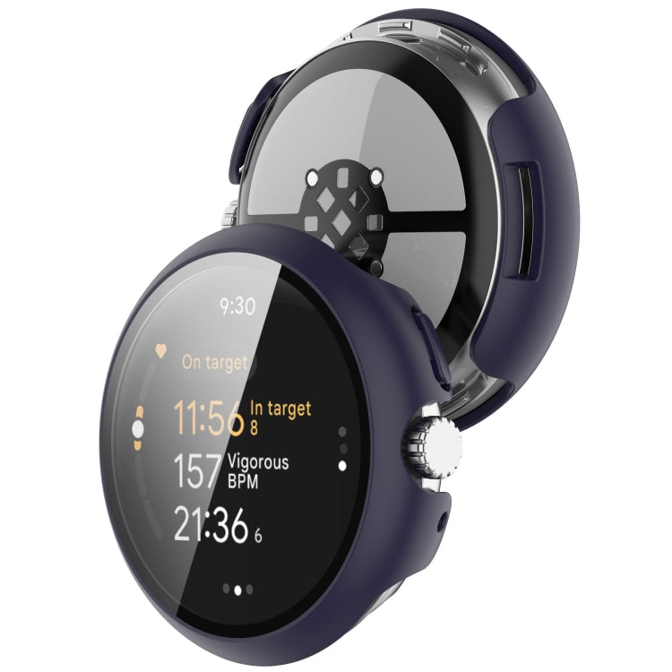 For Google Pixel Watch 3 45mm PC + Tempered Film Integrated Watch Protective Case(Midnight Blue) - Watch Cases by PMC TechLife | Online Shopping South Africa | PMC TechLife | Buy Now Pay Later Mobicred