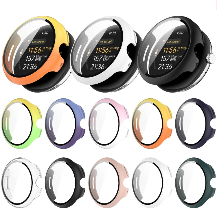 For Google Pixel Watch 3 41mm PC + Tempered Film Integrated Watch Protective Case(Yellow+Orange) - Watch Cases by PMC TechLife | Online Shopping South Africa | PMC TechLife | Buy Now Pay Later Mobicred