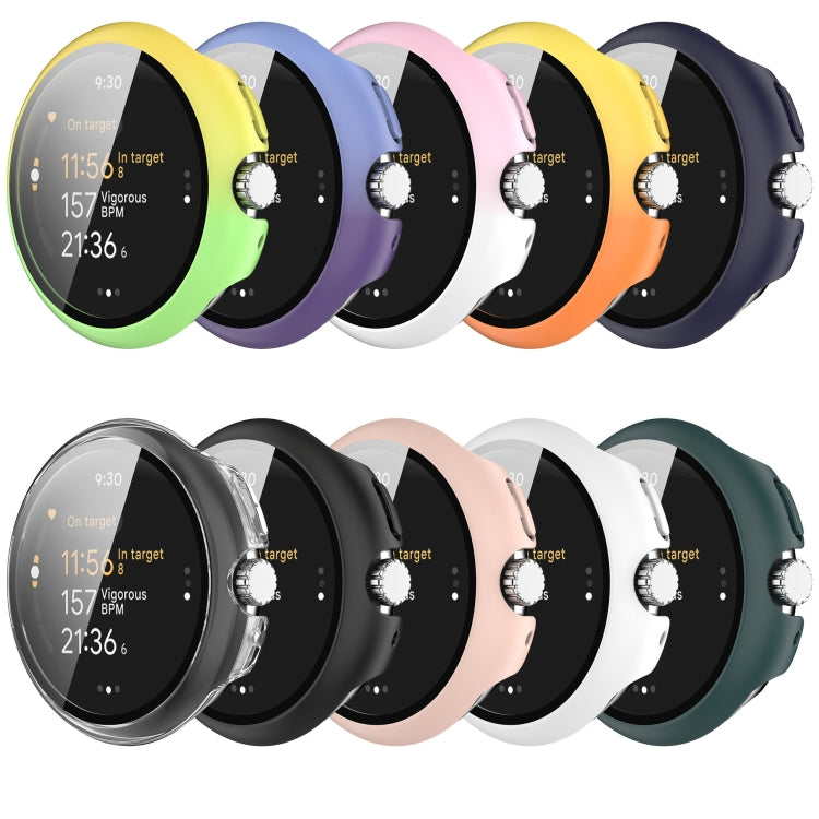 For Google Pixel Watch 3 45mm PC + Tempered Film Integrated Watch Protective Case(Transparent) - Watch Cases by PMC TechLife | Online Shopping South Africa | PMC TechLife | Buy Now Pay Later Mobicred