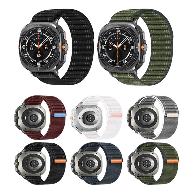 For Samsung Galaxy Watch Ultra 47mm Sea Wave Texture Nylon Hook and Loop Fastener Watch Band(White) - free shipping - PMC Jewellery - Order now!