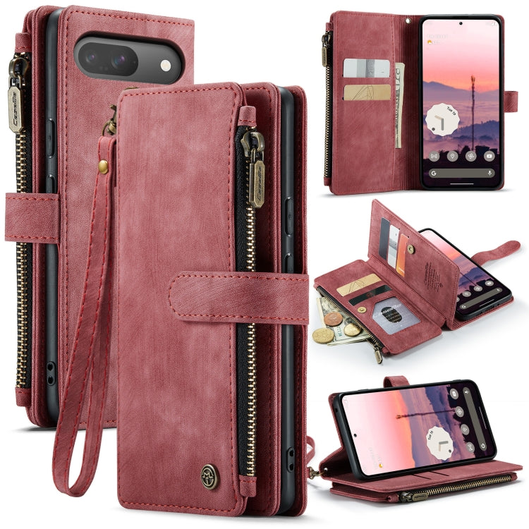For Google Pixel 9 / 9 Pro CaseMe C30 Card Slots Zipper Wallet Leather Phone Case(Wine Red) - Google Cases by CaseMe | Online Shopping South Africa | PMC Jewellery | Buy Now Pay Later Mobicred