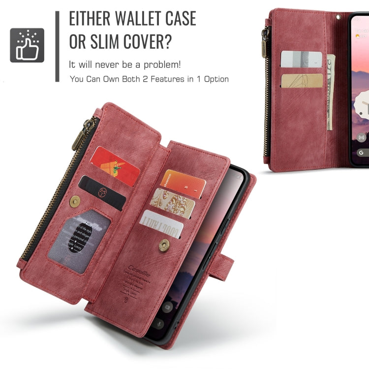 For Google Pixel 9 / 9 Pro CaseMe C30 Card Slots Zipper Wallet Leather Phone Case(Wine Red) - Google Cases by CaseMe | Online Shopping South Africa | PMC Jewellery | Buy Now Pay Later Mobicred