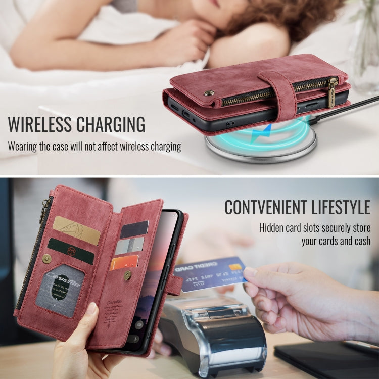 For Google Pixel 9 / 9 Pro CaseMe C30 Card Slots Zipper Wallet Leather Phone Case(Wine Red) - Google Cases by CaseMe | Online Shopping South Africa | PMC Jewellery | Buy Now Pay Later Mobicred
