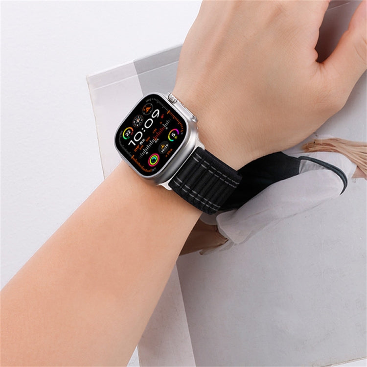 For Apple Watch Ultra 2 49mm Sea Wave Nylon Hook and Loop Fastener Watch Band(Black) - free shipping - PMC Jewellery - Order now!