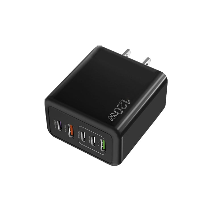 120W 3 PD Type-C Dual USB Multi Port Quick Charger for Mobile Phones, US Plug(Black) - free shipping - PMC Jewellery - Order now!