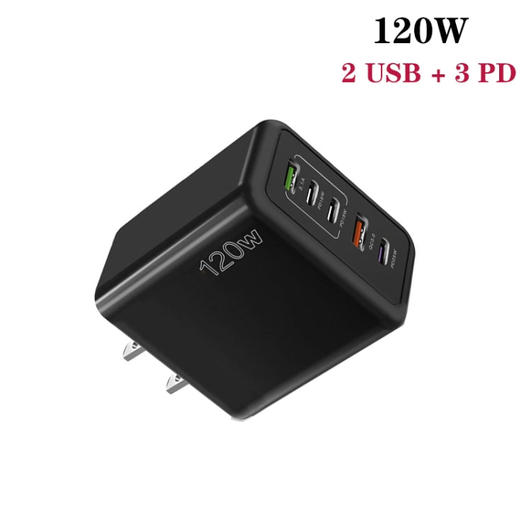 120W 3 PD Type-C Dual USB Multi Port Quick Charger for Mobile Phones, US Plug(Black) - free shipping - PMC Jewellery - Order now!