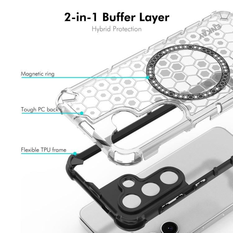 For Samsung Galaxy S24+ 5G ENKAY Hat-Prince Honeycomb MagSafe Shockproof Phone Case with 0.18mm Film(White) - free shipping - PMC Jewellery - Order now!