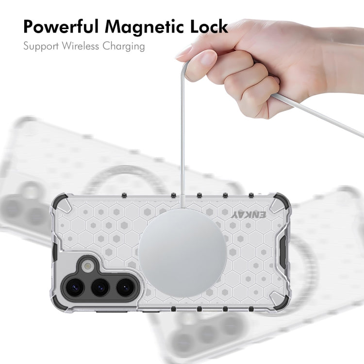 For Samsung Galaxy S24 5G ENKAY Hat-Prince Honeycomb MagSafe Shockproof Phone Case with 0.18mm Film(Blue) - free shipping - PMC Jewellery - Order now!