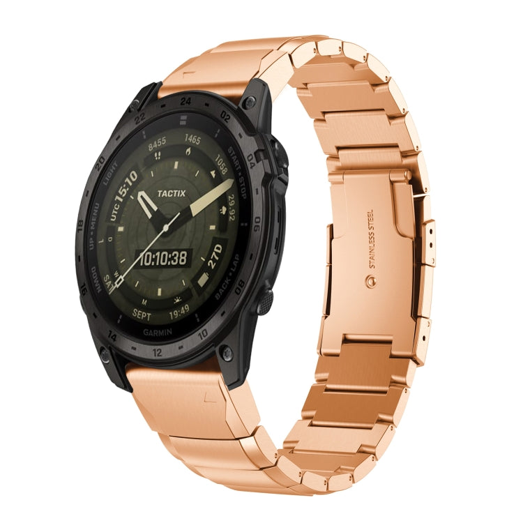 For Garmin Tactix 7 AMOLED Tortoise Shell 26mm Stainless Steel Watch Band(Rose Gold) - free shipping - PMC TechLife - Order now!