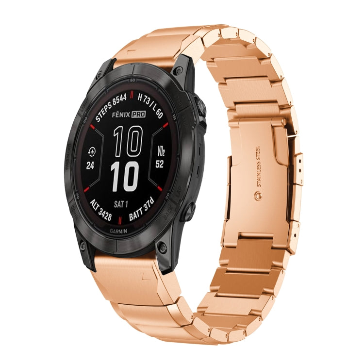 For Garmin Fenix 7X Pro 51mm Tortoise Shell 26mm Stainless Steel Watch Band(Rose Gold) - free shipping - PMC TechLife - Order now!