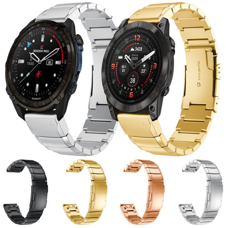 For Garmin Fenix 7X Pro 51mm Tortoise Shell 26mm Stainless Steel Watch Band(Gold) - free shipping - PMC TechLife - Order now!