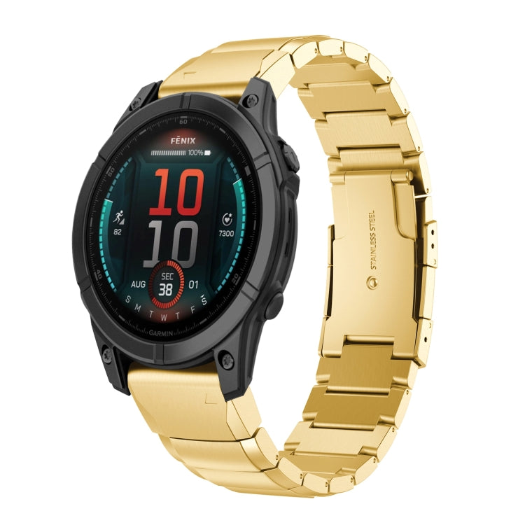 For Garmin Fenix E 47mm Tortoise Shell 22mm Stainless Steel Watch Band(Gold) - free shipping - PMC TechLife - Order now!