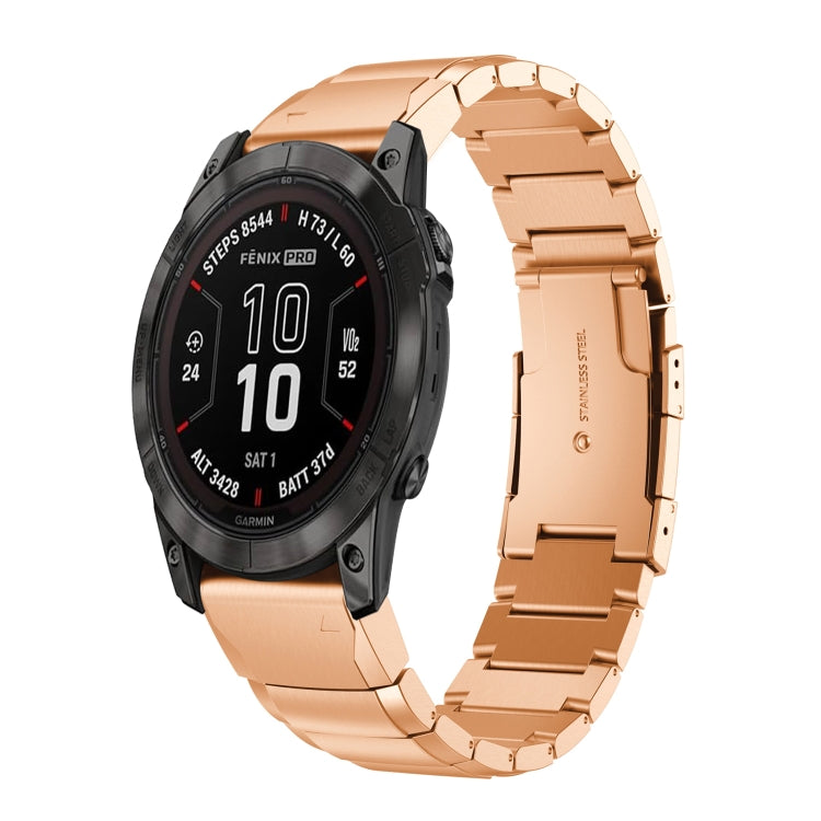 For Garmin Quatix 7 Tortoise Shell 22mm Stainless Steel Watch Band(Rose Gold) - free shipping - PMC TechLife - Order now!