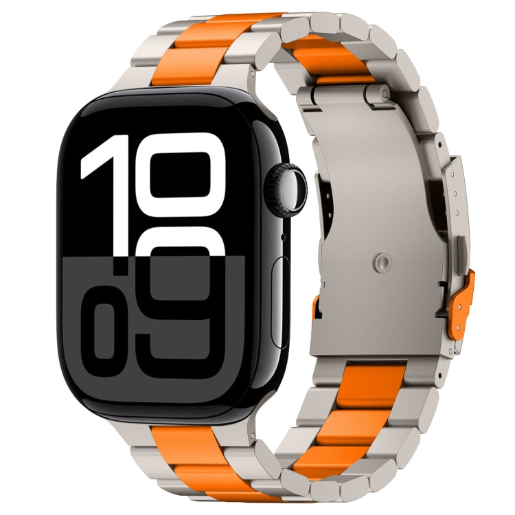 For Apple Watch Series 10 46mm Three Beads Titanium Alloy Metal Watch Band(Titanium Orange) - free shipping - PMc TechLife - Order now!