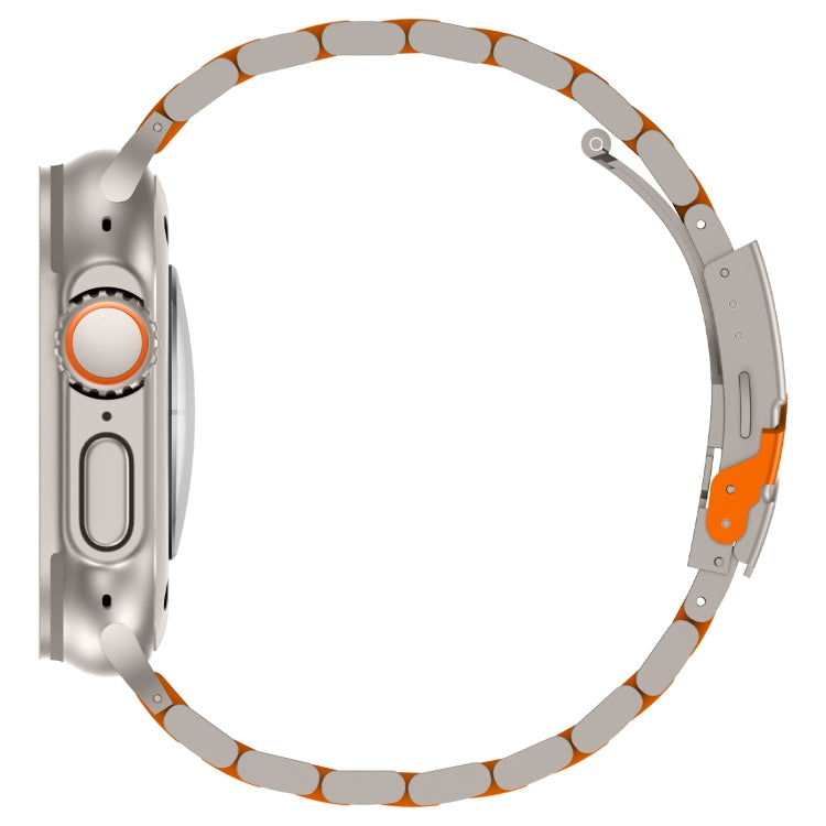 For Apple Watch Series 10 46mm Three Beads Titanium Alloy Metal Watch Band(Titanium Orange) - free shipping - PMc TechLife - Order now!