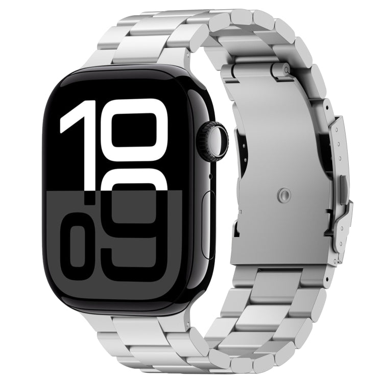 For Apple Watch Series 10 42mm Three Beads Titanium Alloy Metal Watch Band(Silver) - free shipping - PMc TechLife - Order now!