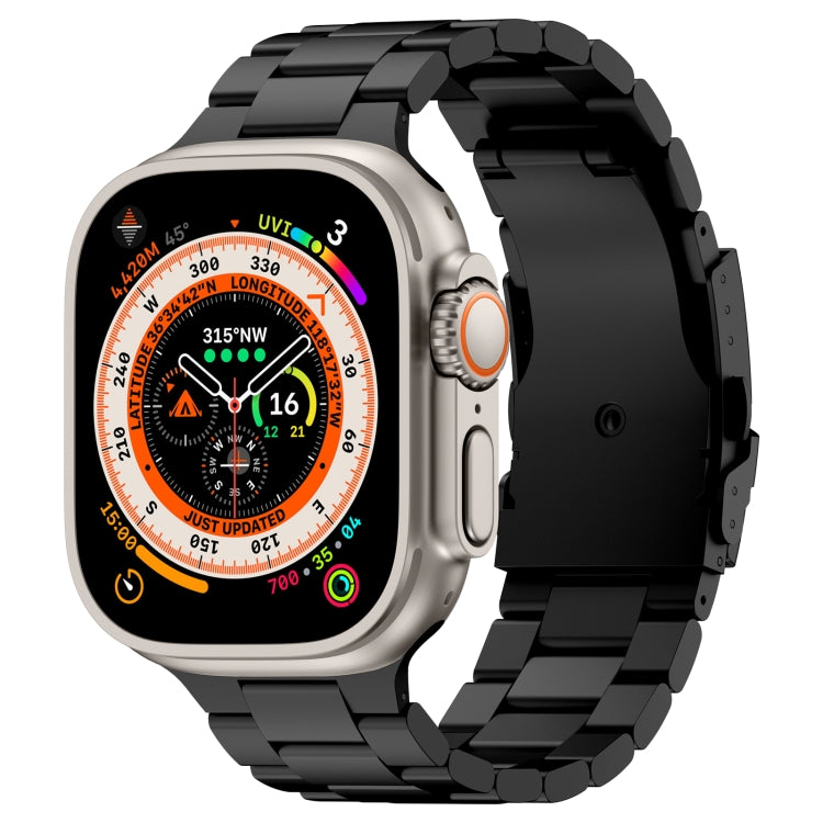 For Apple Watch Ultra 2 49mm Three Beads Titanium Alloy Metal Watch Band(Black) - free shipping - PMc TechLife - Order now!