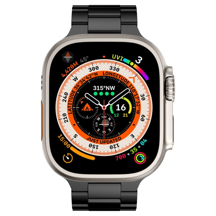 For Apple Watch Ultra 2 49mm Three Beads Titanium Alloy Metal Watch Band(Black) - free shipping - PMc TechLife - Order now!