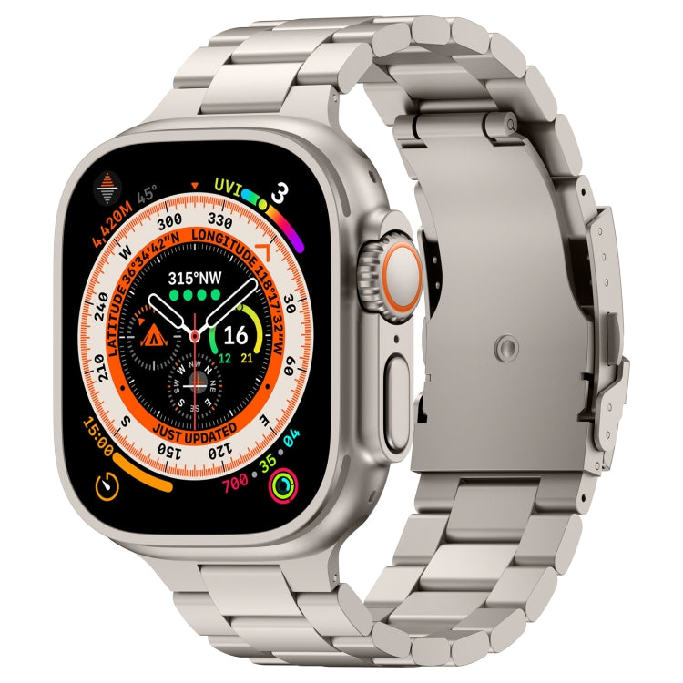 For Apple Watch Ultra 2 49mm Three Beads Titanium Alloy Metal Watch Band(Titanium Color) - free shipping - PMc TechLife - Order now!