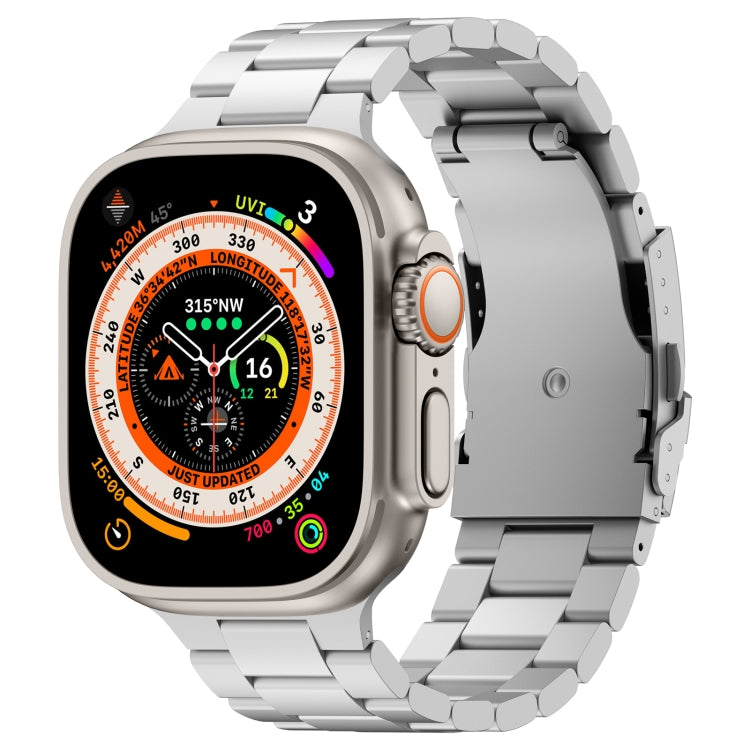For Apple Watch Ultra 2 49mm Three Beads Titanium Alloy Metal Watch Band(Silver) - free shipping - PMc TechLife - Order now!