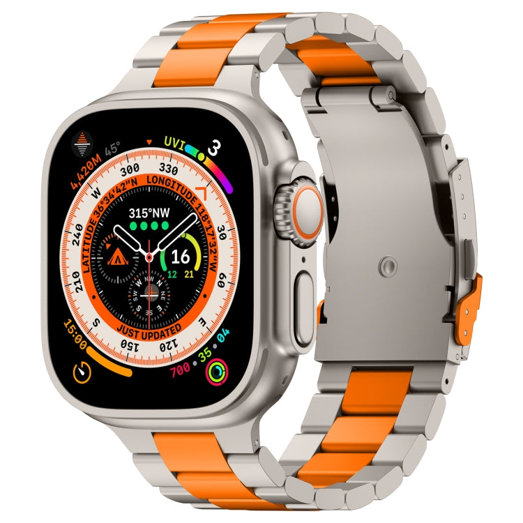 For Apple Watch Ultra 2 49mm Three Beads Titanium Alloy Metal Watch Band(Titanium Orange) - free shipping - PMc TechLife - Order now!