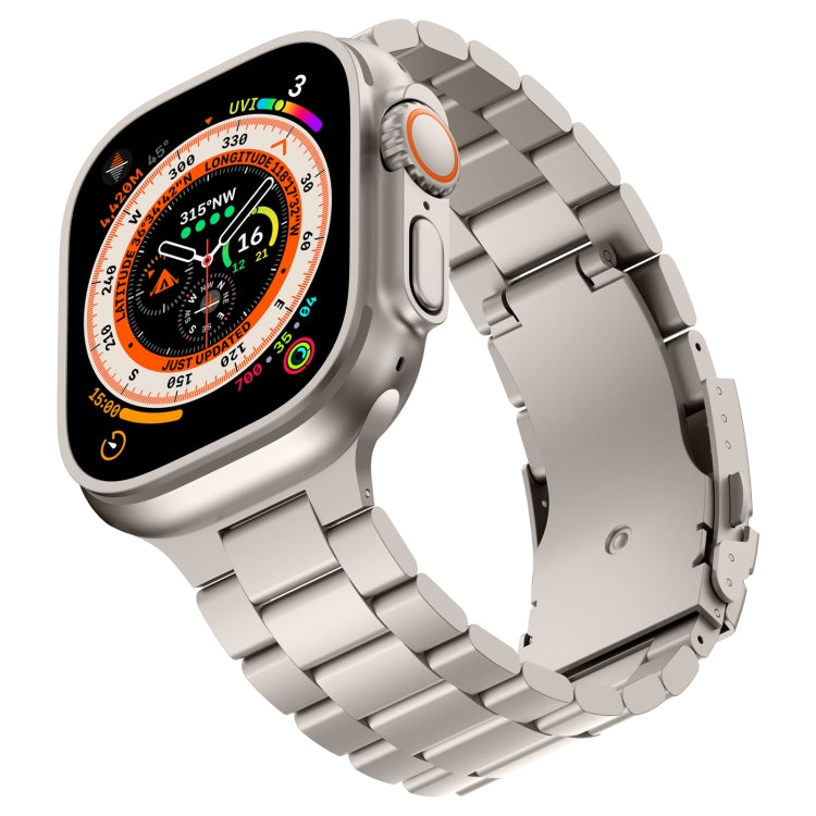 For Apple Watch Series 9 45mm Three Beads Titanium Alloy Metal Watch Band(Titanium Color) - free shipping - PMc TechLife - Order now!