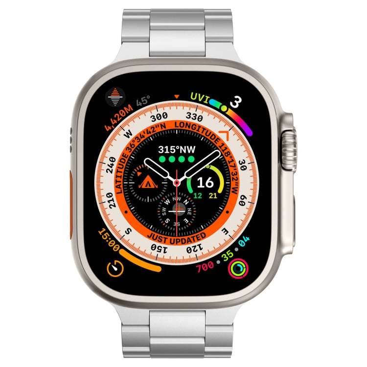 For Apple Watch Series 9 45mm Three Beads Titanium Alloy Metal Watch Band(Silver) - free shipping - PMc TechLife - Order now!