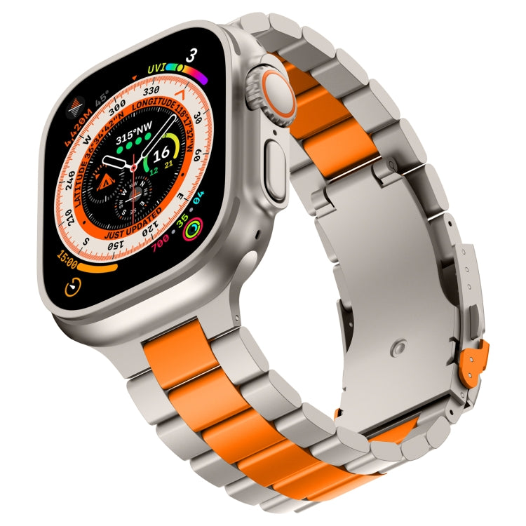 For Apple Watch Series 9 41mm Three Beads Titanium Alloy Metal Watch Band(Titanium Orange) - free shipping - PMc TechLife - Order now!