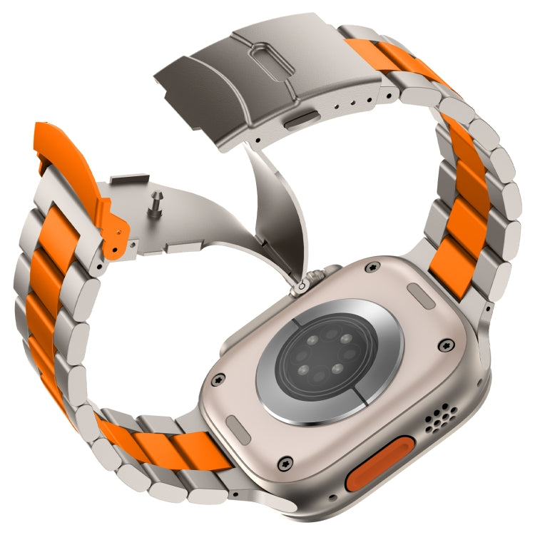 For Apple Watch Series 9 41mm Three Beads Titanium Alloy Metal Watch Band(Titanium Orange) - free shipping - PMc TechLife - Order now!