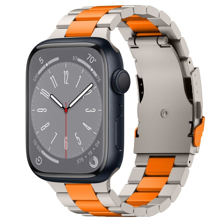 For Apple Watch Series 8 41mm Three Beads Titanium Alloy Metal Watch Band(Titanium Orange) - free shipping - PMc TechLife - Order now!