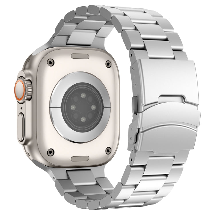 For Apple Watch Series 8 45mm Three Beads Titanium Alloy Metal Watch Band(Silver) - free shipping - PMc TechLife - Order now!