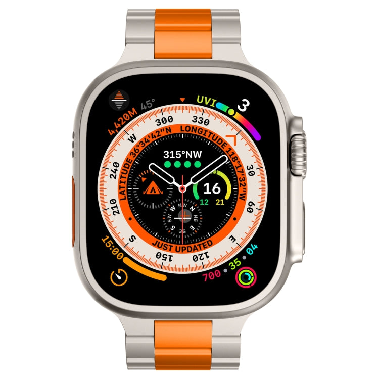 For Apple Watch Series 8 45mm Three Beads Titanium Alloy Metal Watch Band(Titanium Orange) - free shipping - PMc TechLife - Order now!