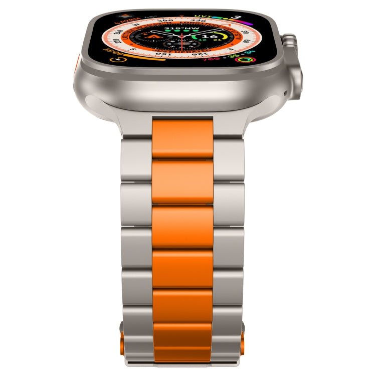 For Apple Watch SE 2022 44mm Three Beads Titanium Alloy Metal Watch Band(Titanium Orange) - free shipping - PMc TechLife - Order now!