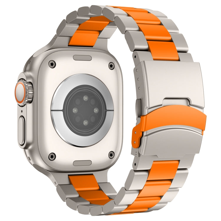 For Apple Watch SE 2022 44mm Three Beads Titanium Alloy Metal Watch Band(Titanium Orange) - free shipping - PMc TechLife - Order now!