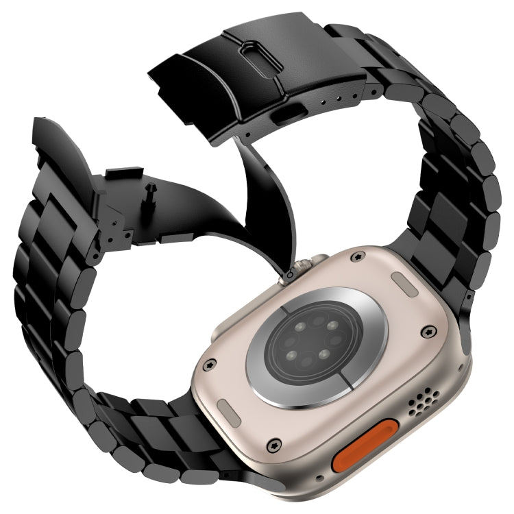 For Apple Watch Series 7 45mm Three Beads Titanium Alloy Metal Watch Band(Black) - free shipping - PMc TechLife - Order now!