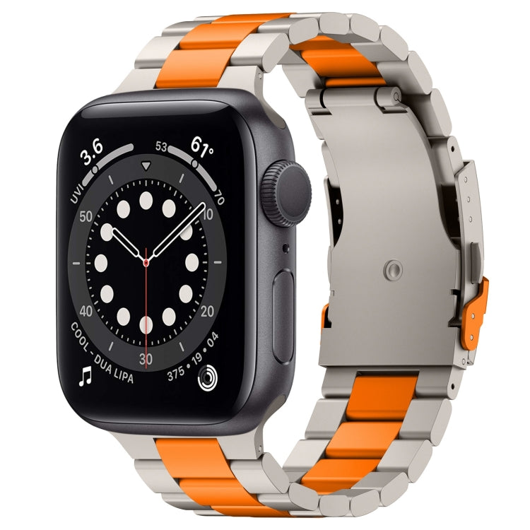 For Apple Watch Series 6 40mm Three Beads Titanium Alloy Metal Watch Band(Titanium Orange) - free shipping - PMc TechLife - Order now!