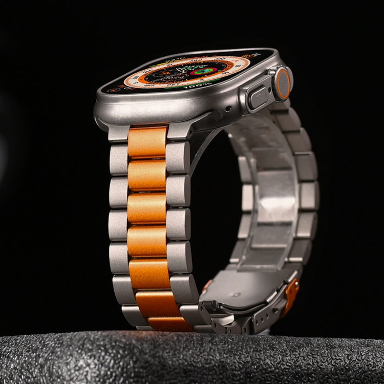 For Apple Watch Series 8 41mm Three Beads Titanium Alloy Metal Watch Band(Titanium Color) - free shipping - PMc TechLife - Order now!