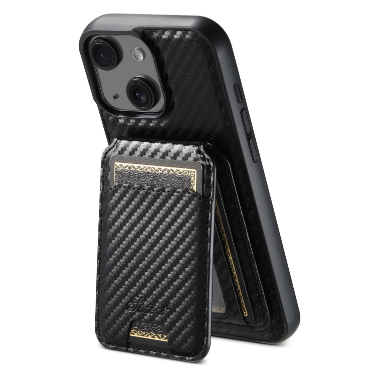 For iPhone 14 Suteni TXWH18 Carbon Fiber Texture Detachable Wallet MagSafe Phone Case(Black) - free shipping - PMC Jewellery - Order now!